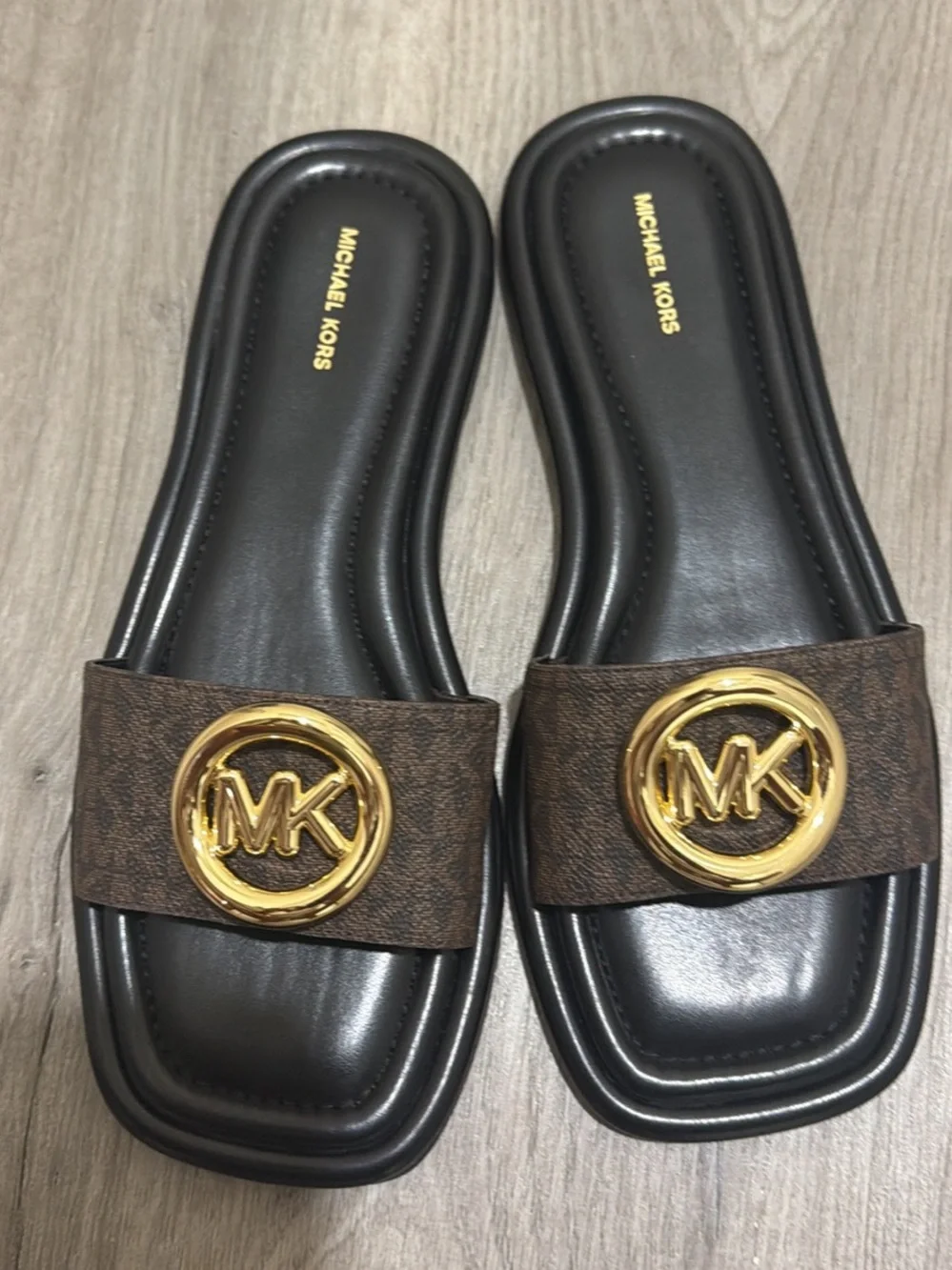 size 8’5michael kors sandals brown leather women’s